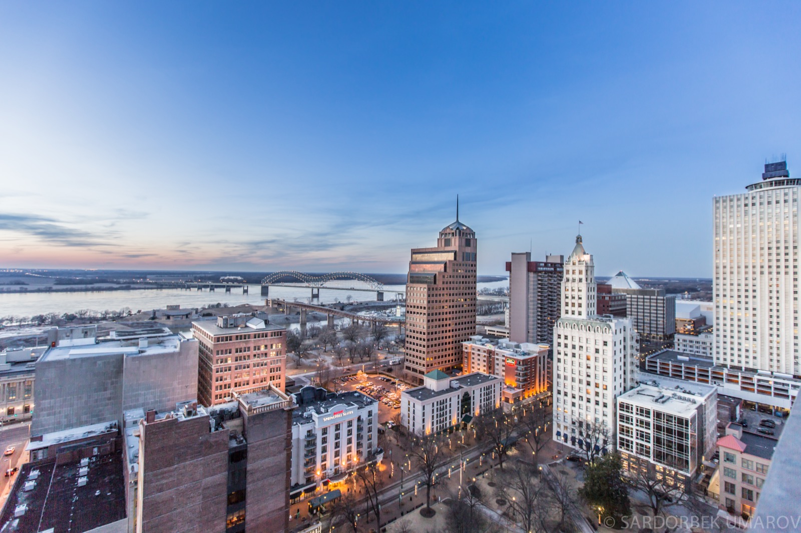 Downtown Memphis skyline at dusk
