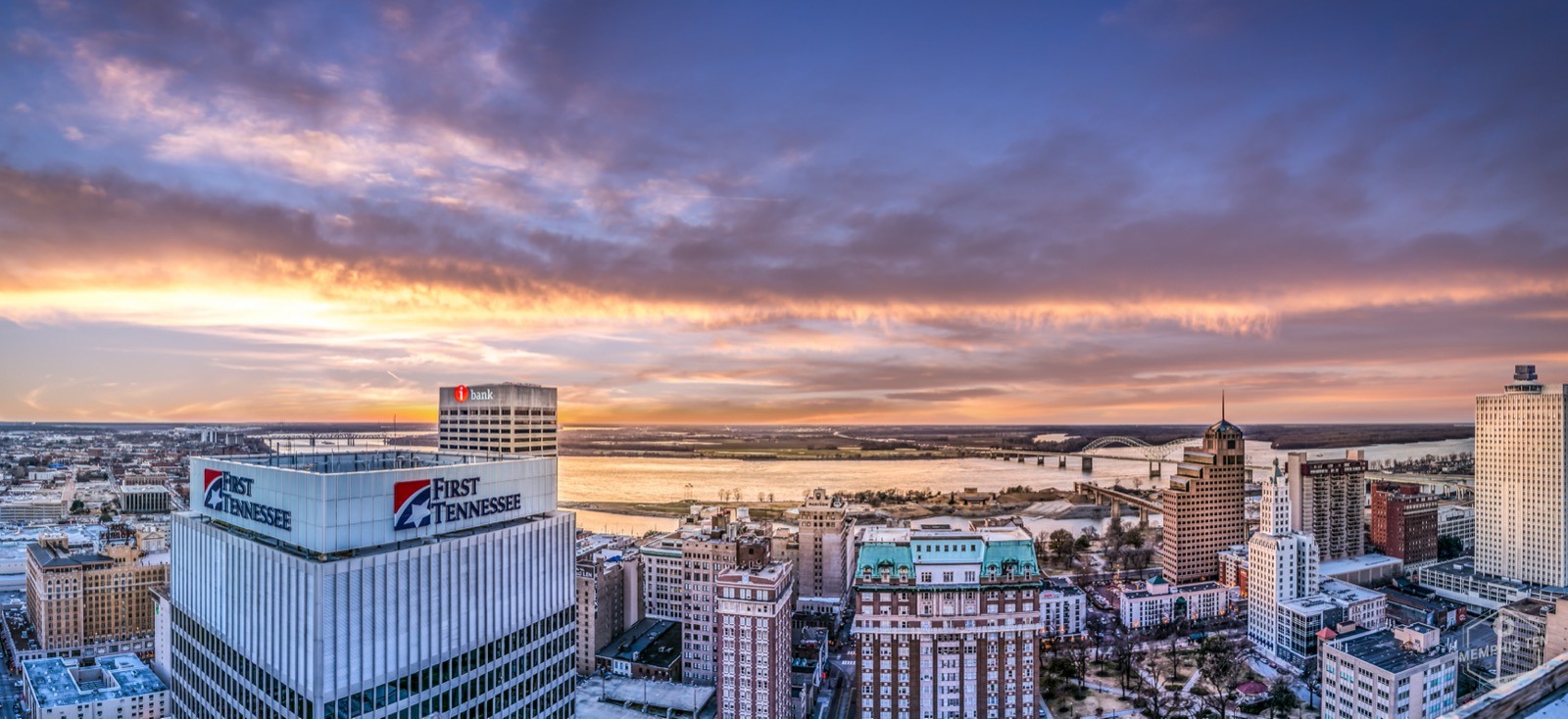 Downtown Memphis panoramic sunset